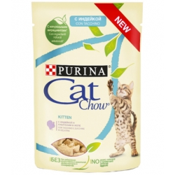 PURINA CAT CHOW KITTEN INDYK I CUKINIA dla kociąt saszetka 26x85g